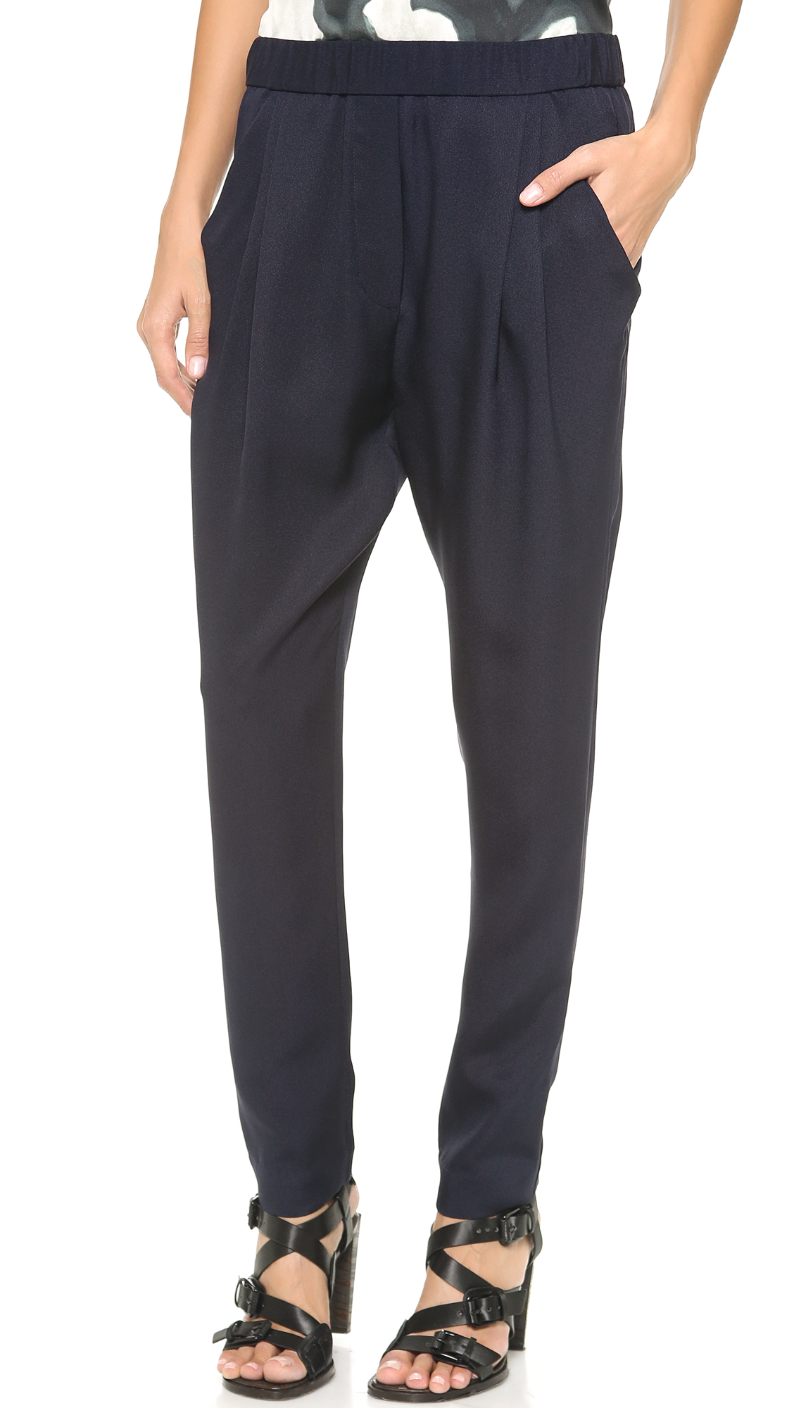 3.1 phillip lim Draped Pocket Trousers in Blue | Lyst