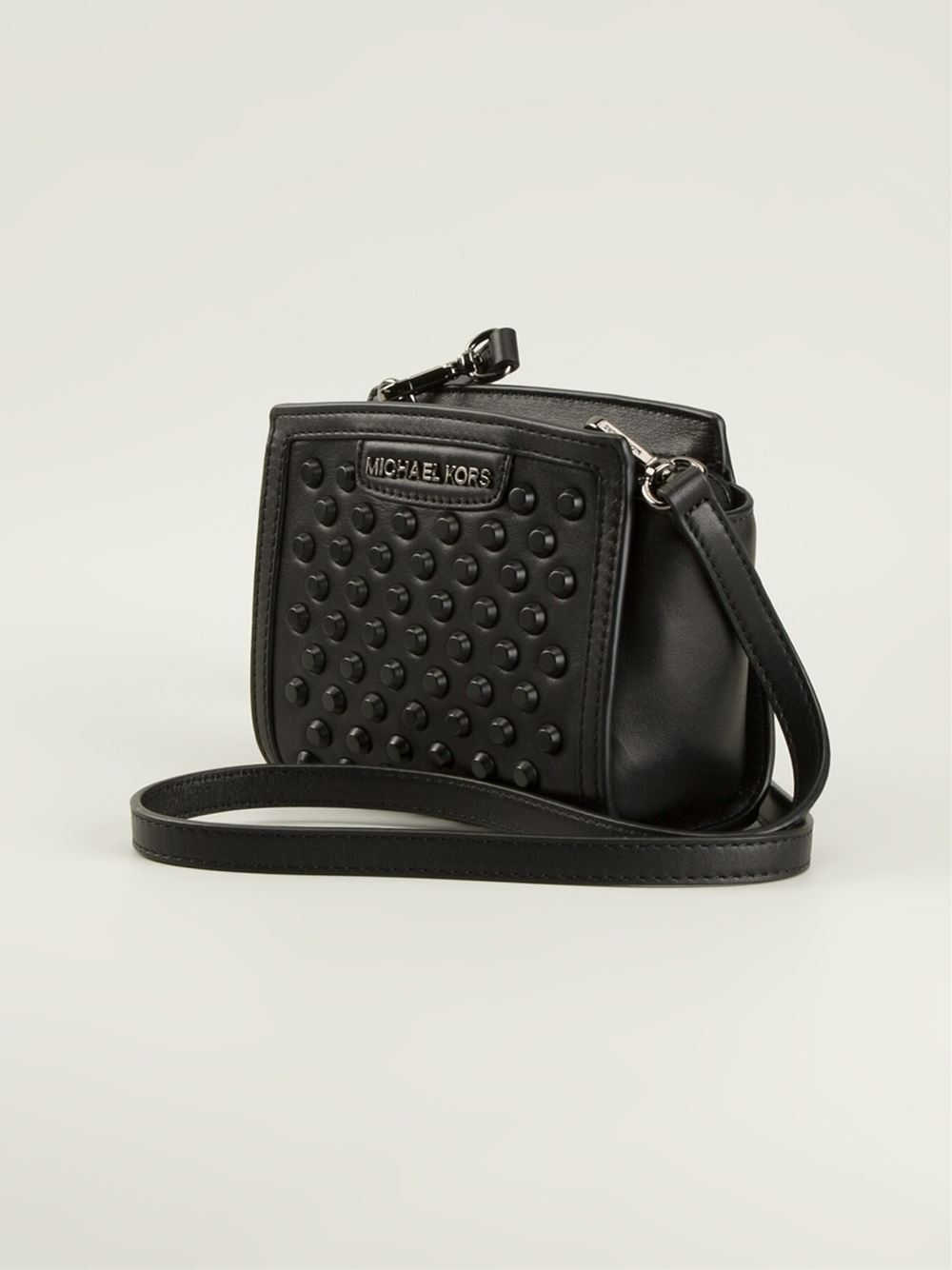 Lyst Michael Kors Selma Studded Mini Messenger In Black Gallery Previously Sold At Farfetch Women S Michael By Kors Selma Novelty Bags
