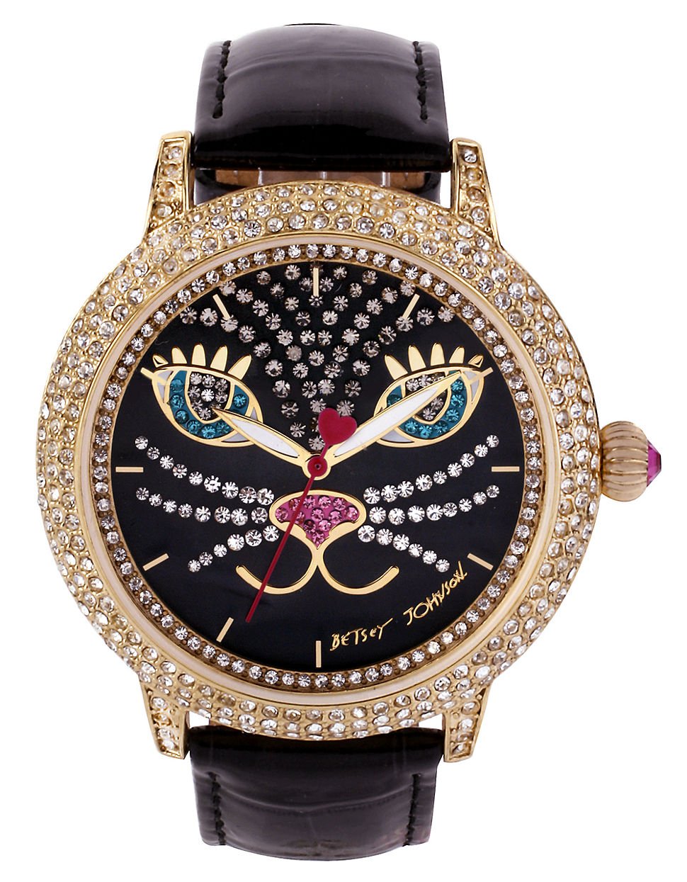 Betsey Johnson Ladies Gold Tone And Black Watch With Cat Dial In Black   Betsey Johnson Black Ladies Gold Tone And Black Watch With Cat Dial Product 1 23866353 0 079693551 Normal 