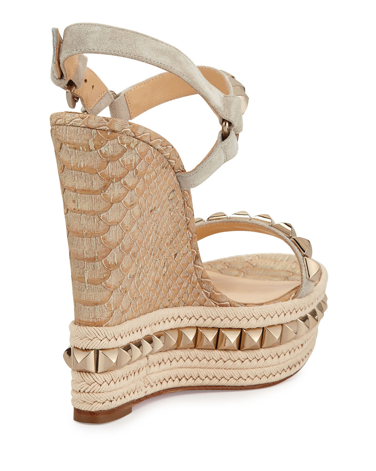 Christian louboutin Cataclou Python-Embossed Wedge Sandals in Gold ...  