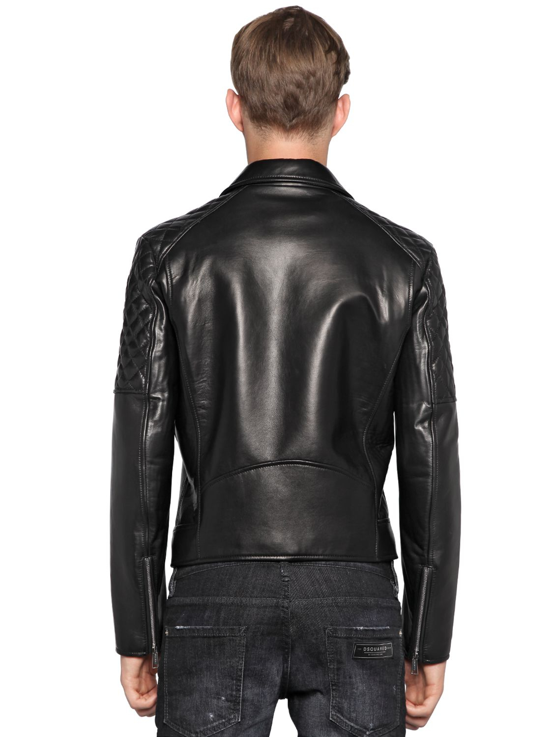 Lyst - Dsquared² Quilted Soft Nappa Leather Biker Jacket in Black for Men