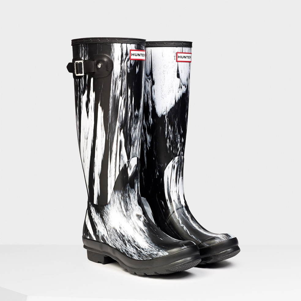 Hunter Original Paint SplashPrint Wellington Boots in Black Lyst