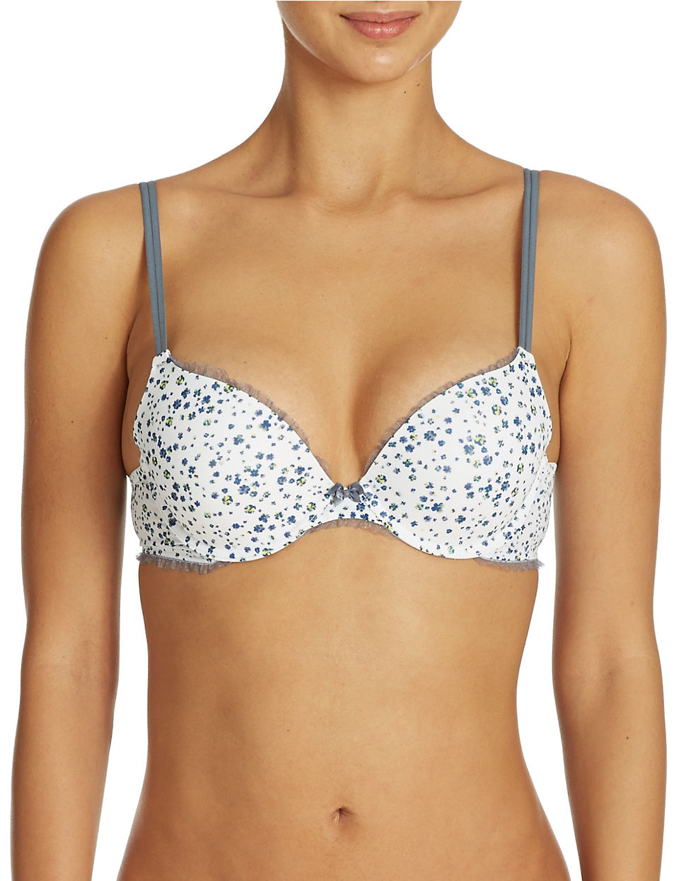 Dkny Signature Lace Demi Bra In White White Floral Lyst 