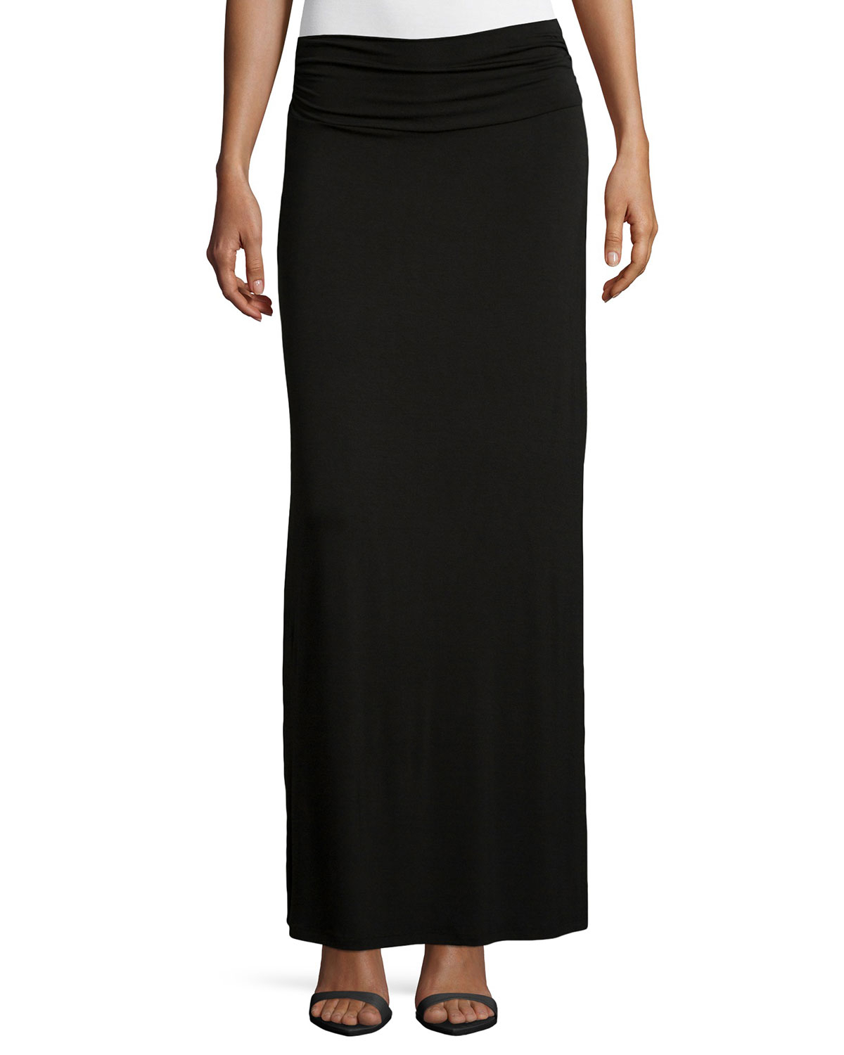 Lyst - Neiman Marcus Shirred-waist Maxi Skirt in Black