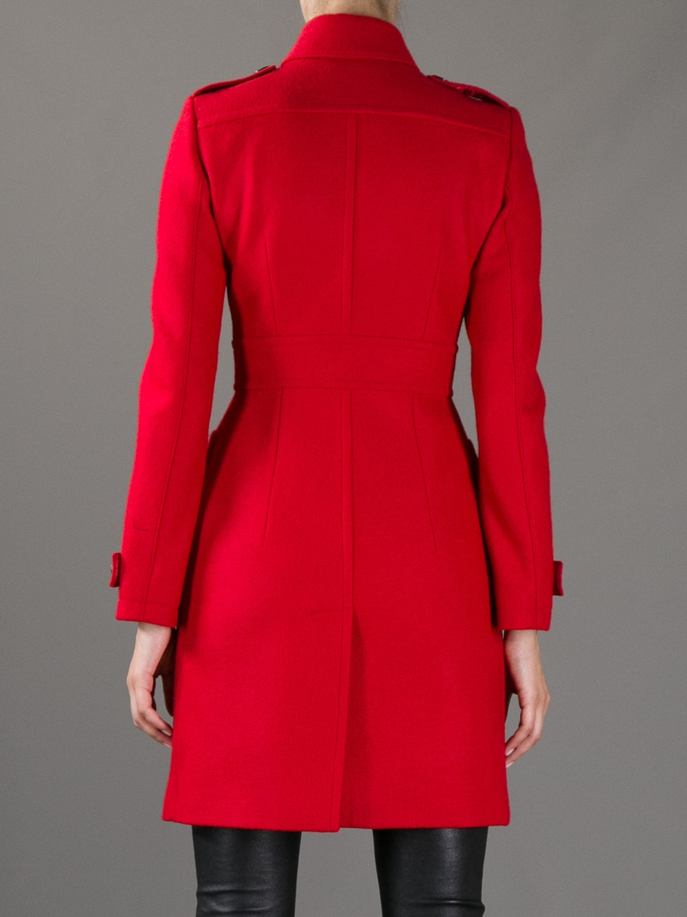 Lyst - Burberry Fitted Coat in Red