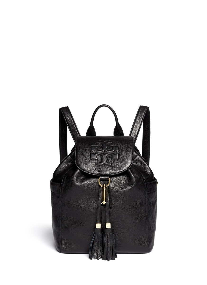 Lyst - Tory Burch Thea Leather Backpack in Black