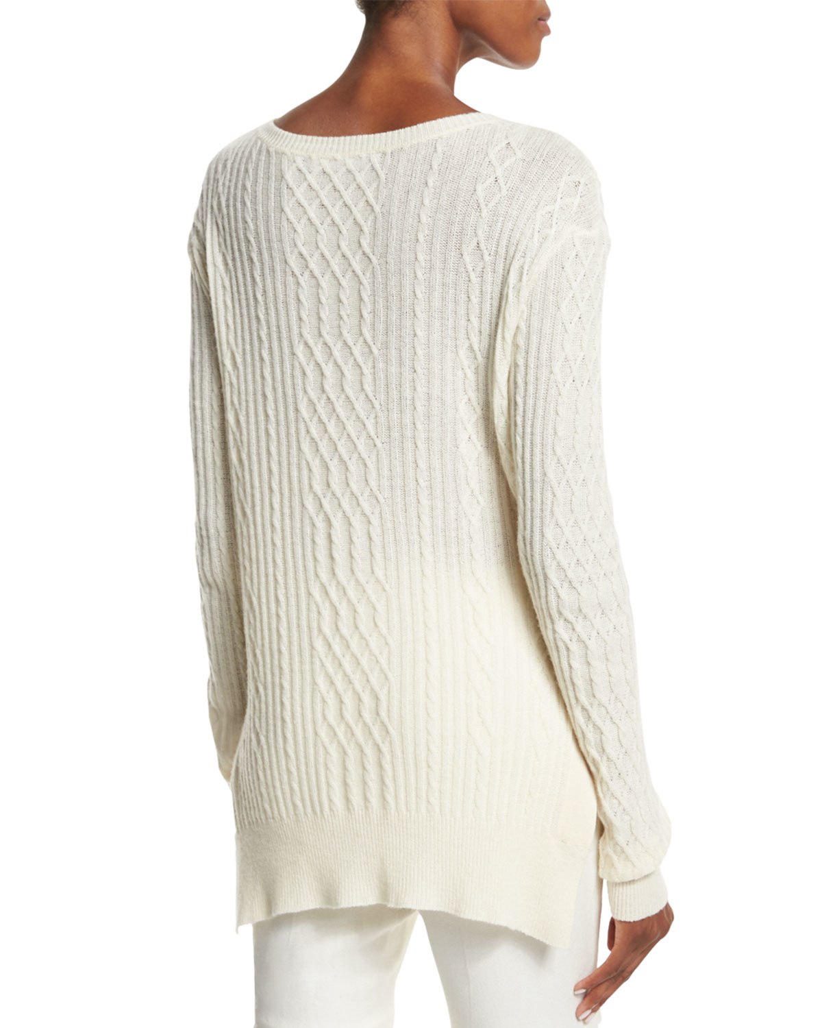Ralph lauren collection Open-weave Cashmere Tunic Sweater in White ...