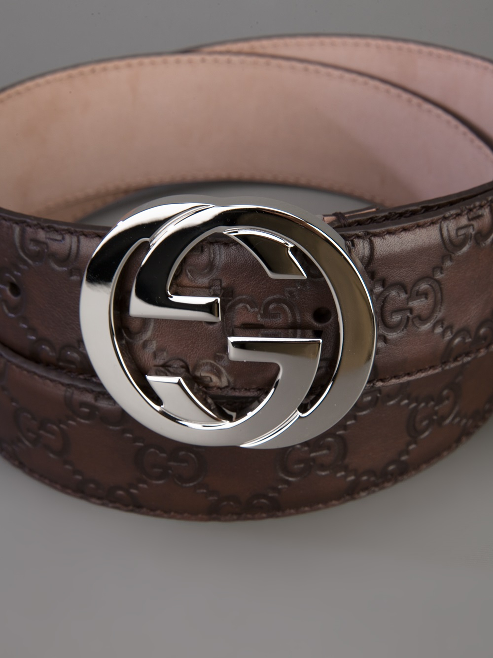 Lyst - Gucci Embossed Brand Buckle Belt in Brown for Men