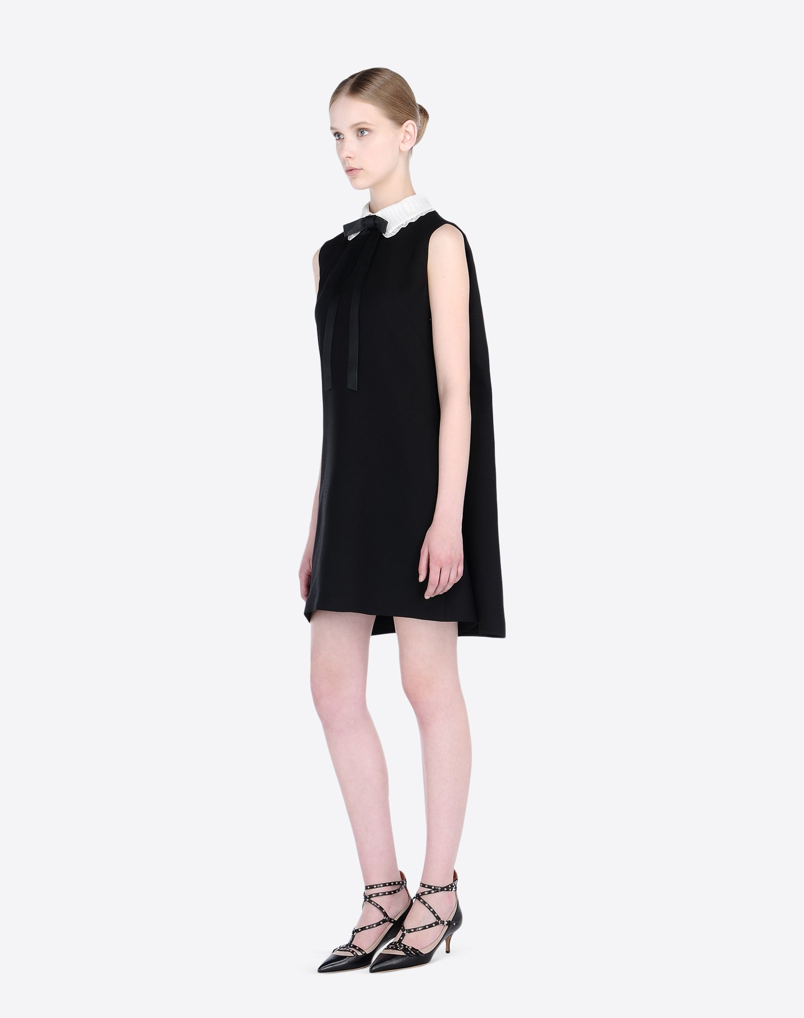 Valentino Cape Dress In Crepe Couture in Black | Lyst