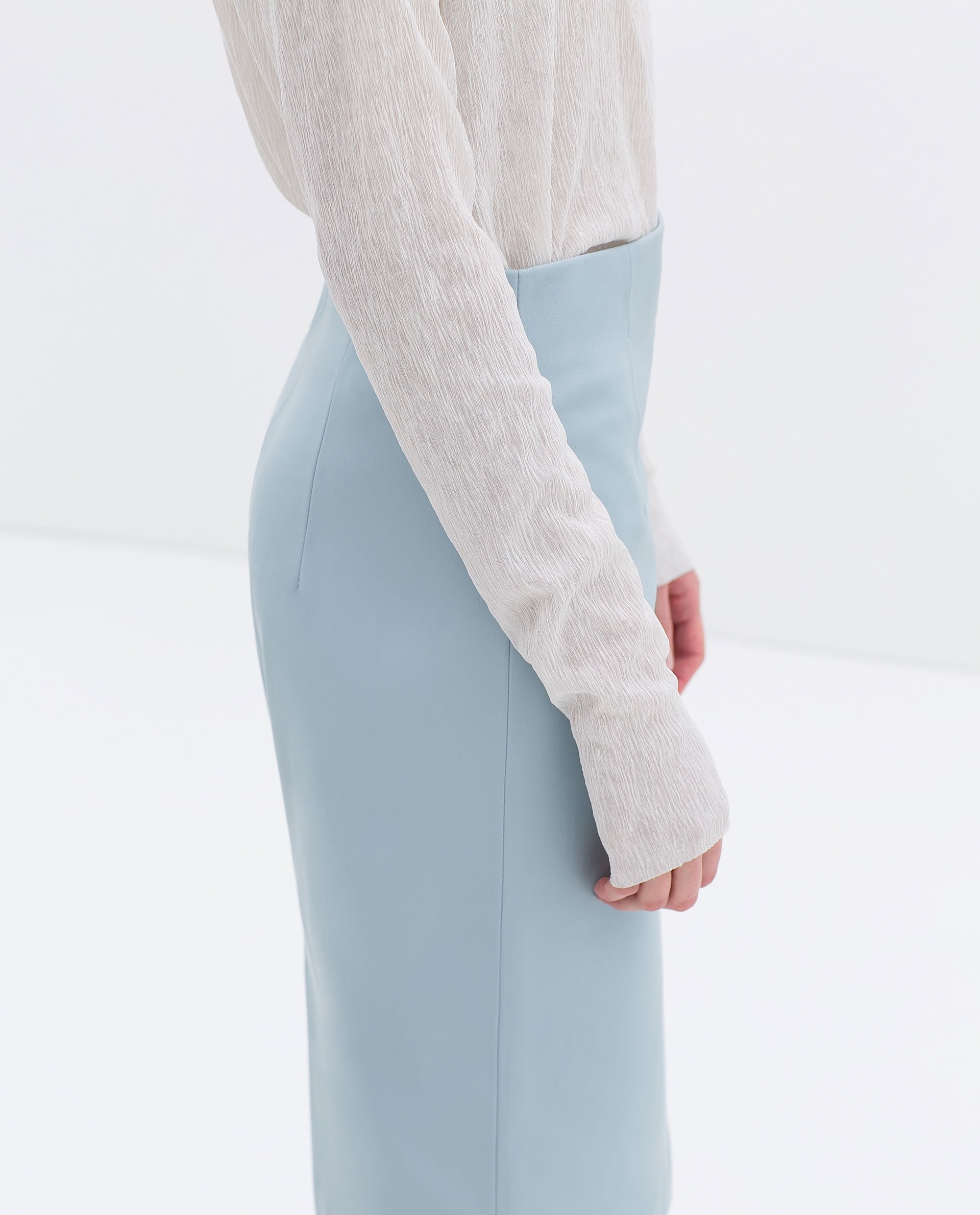 Zara Faux Leather Tube Skirt in Blue Lyst