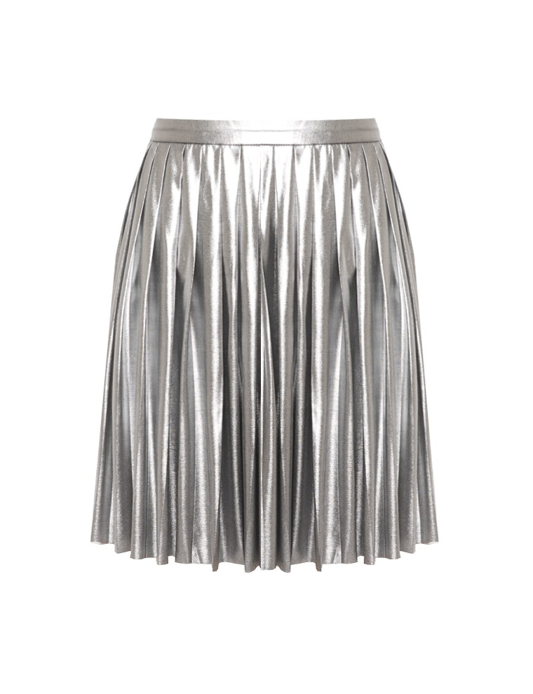 Pixie market Metallic Pleated Skirt in Silver | Lyst