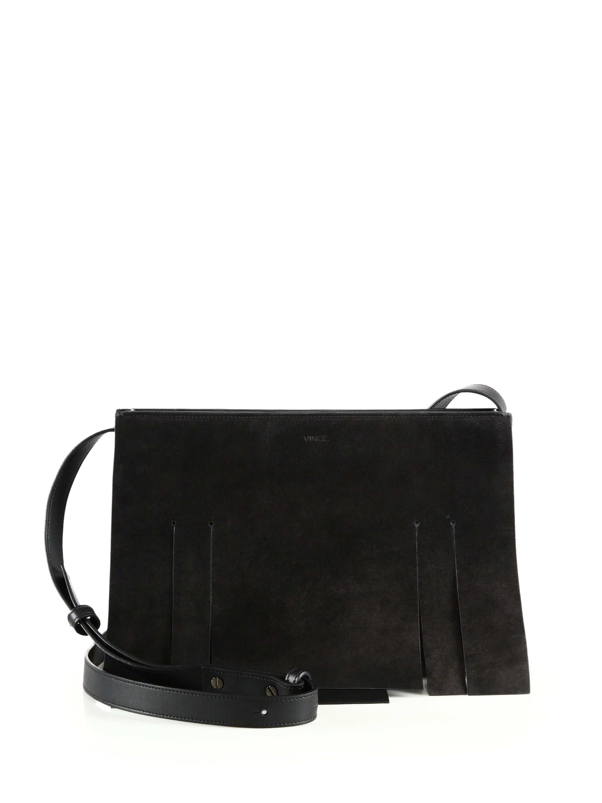 Lyst Vince Medium Fringed Suede Crossbody Bag In Black Gallery