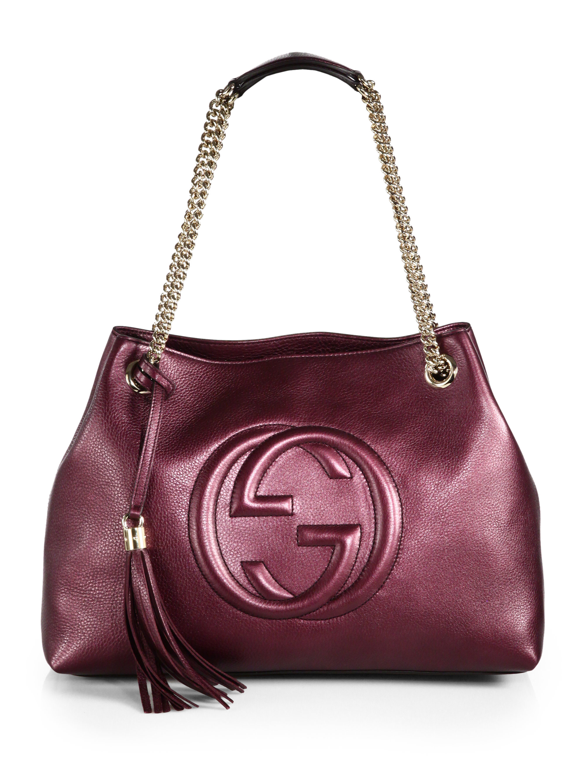 Lyst - Gucci Soho Metallic Leather Shoulder Bag in Red