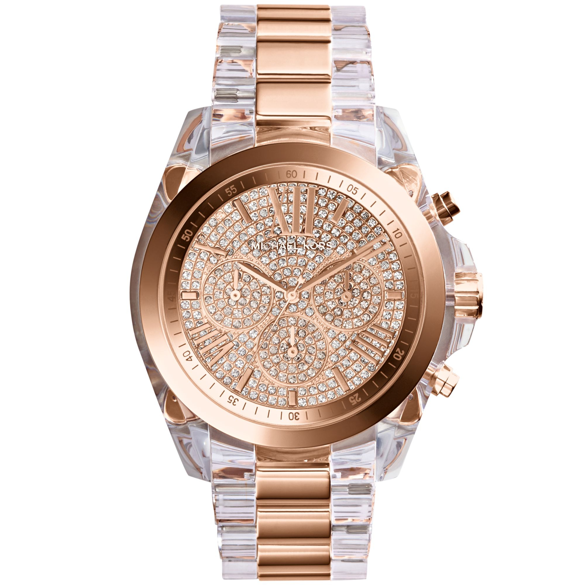 Lyst Michael Kors Womens Chronograph Bradshaw Clear And Rose Gallery