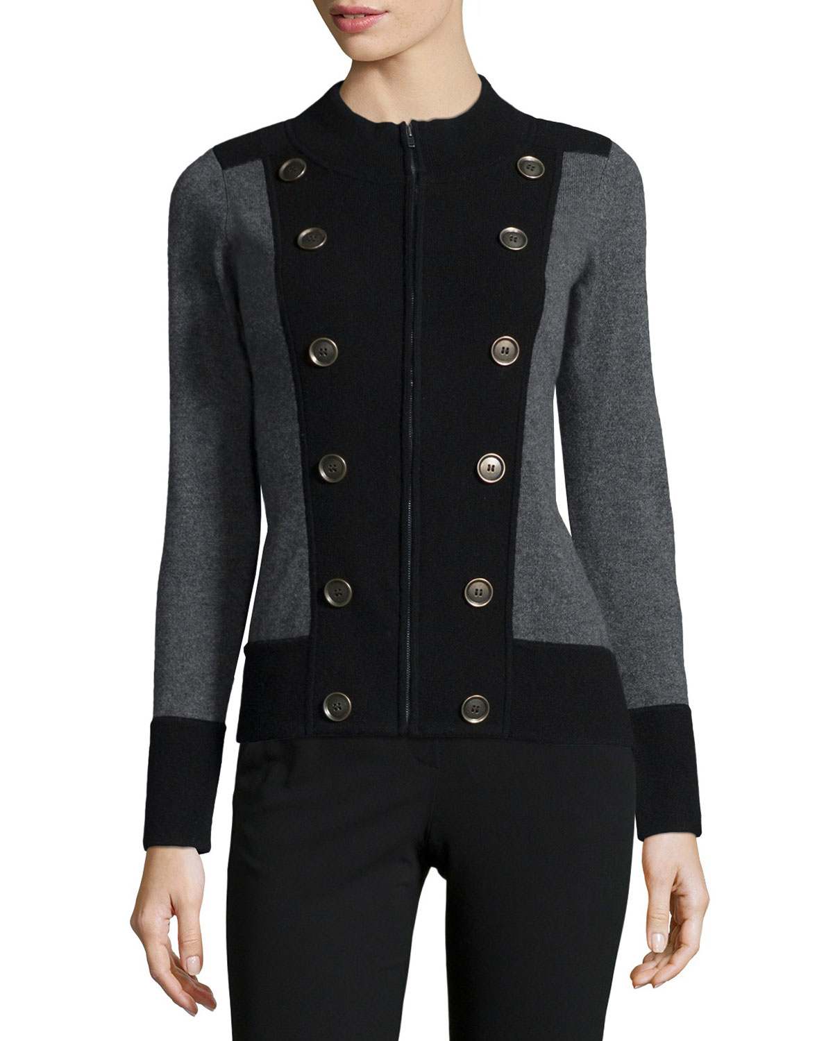 Neiman marcus Cashmere Military Jacket in Black Lyst