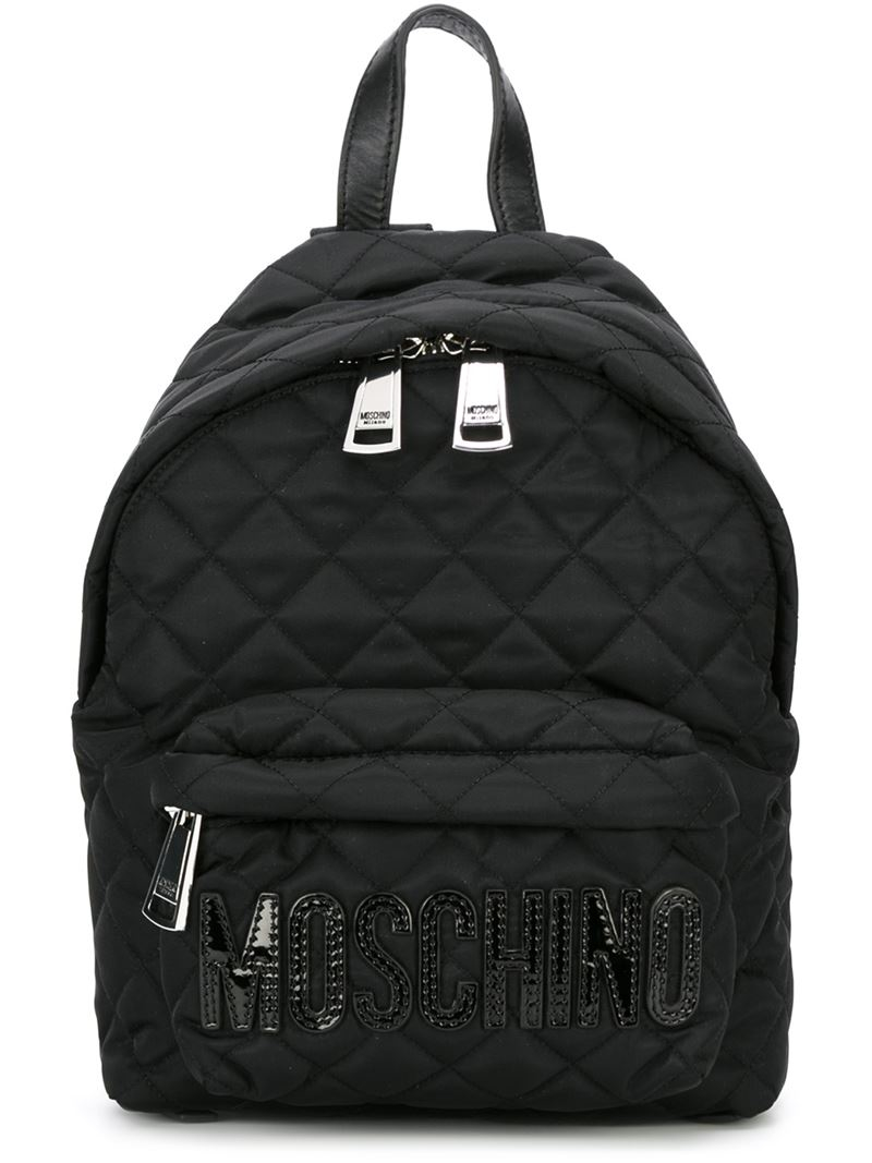 Lyst - Moschino Small Quilted Backpack in Black