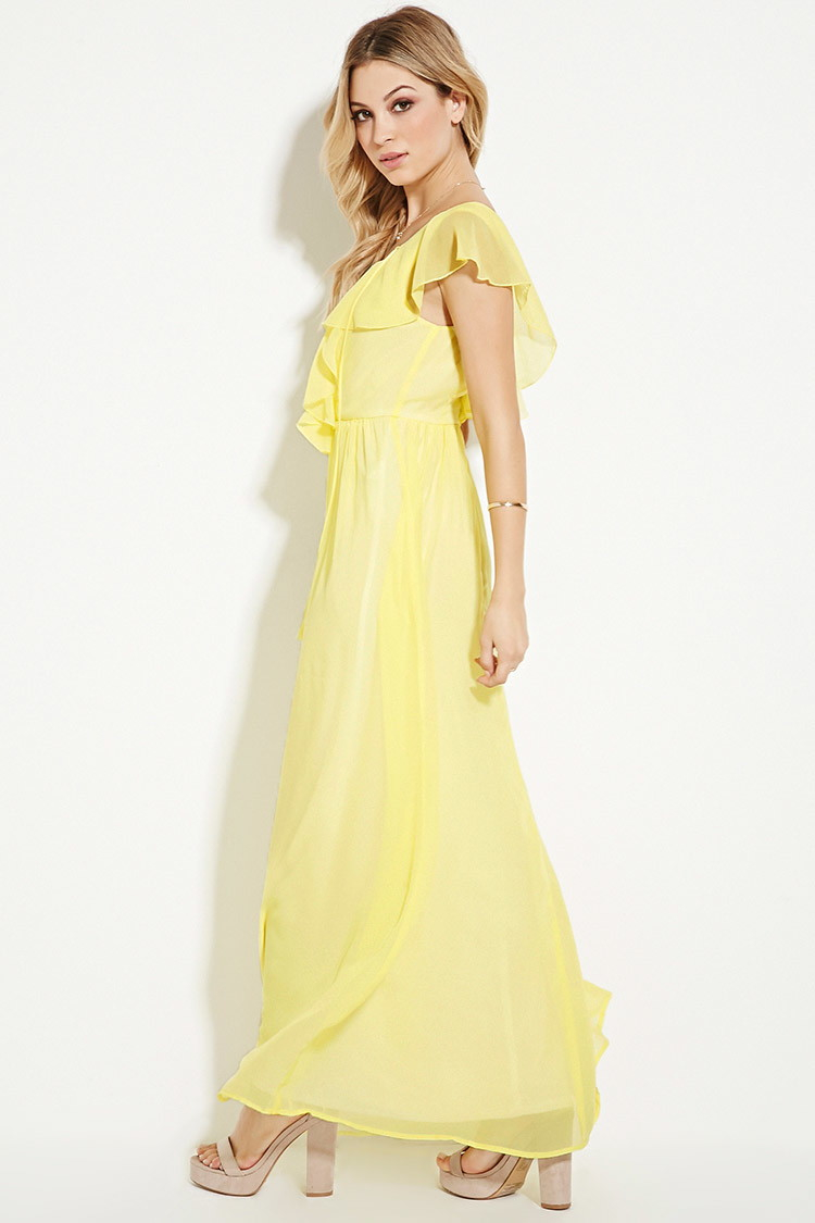 yellow chiffon maxi
