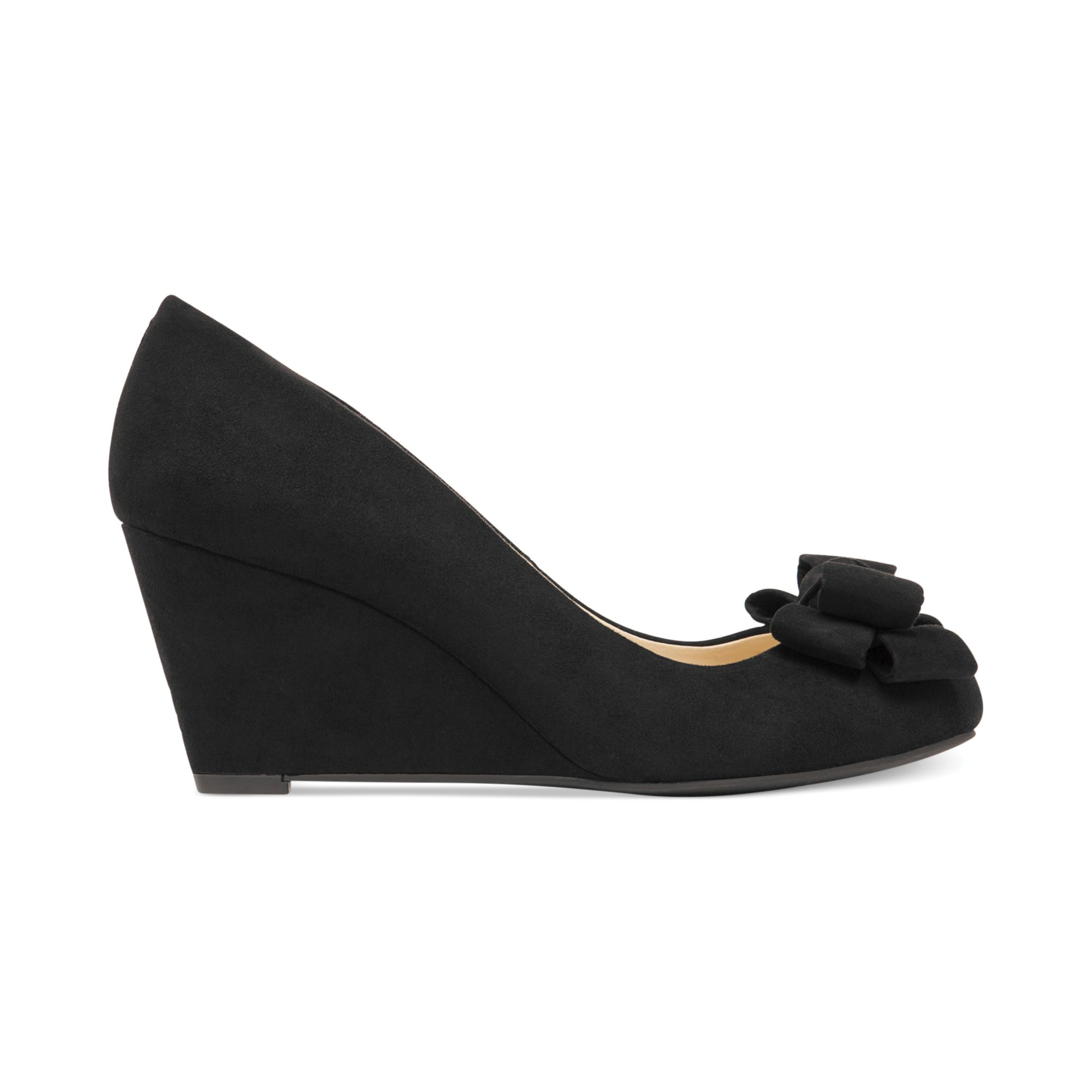 Jessica Simpson Sheryl Bow Wedges in Black (Black Suede) | Lyst