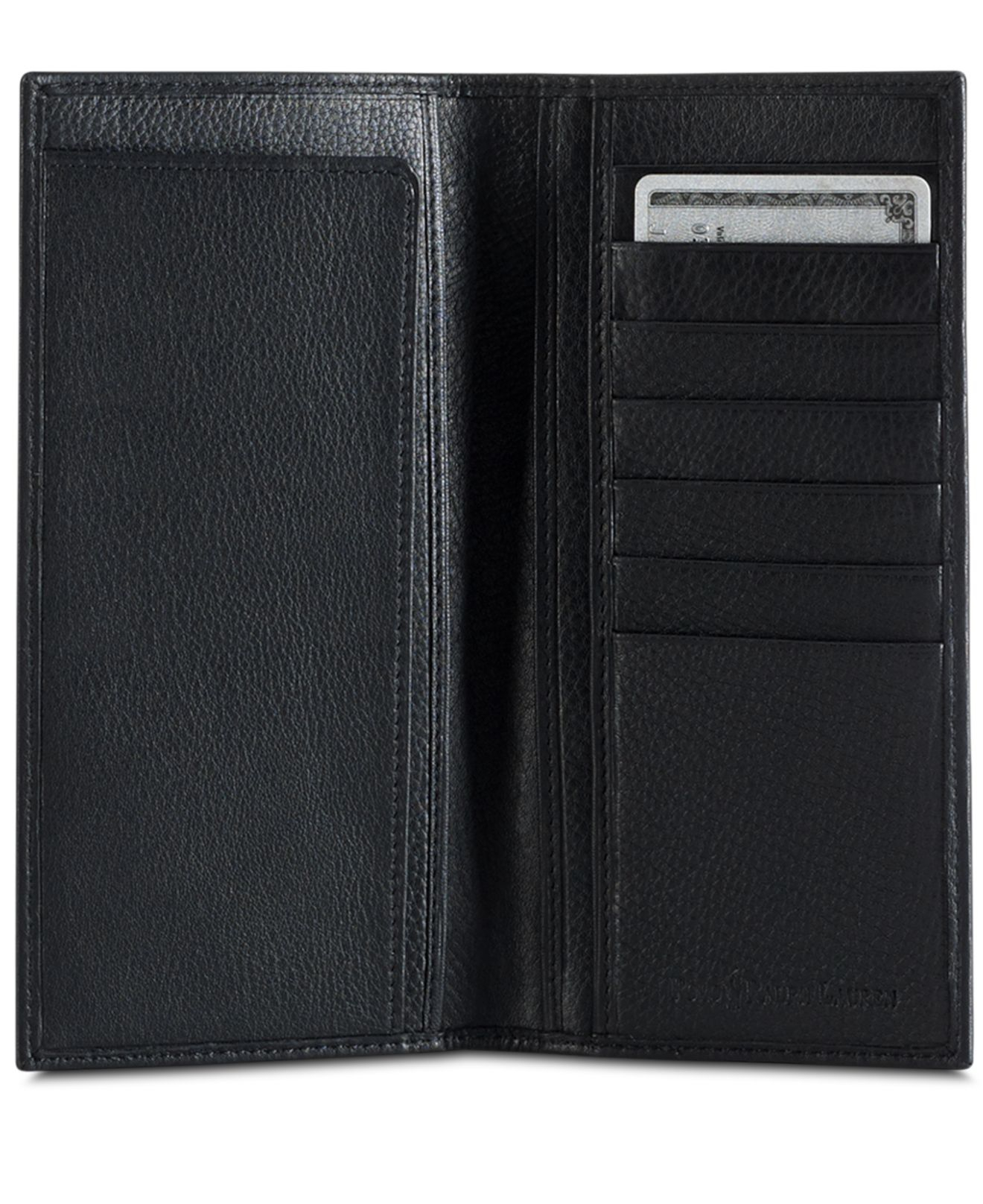 Polo Ralph Lauren Narrow Pebbled Wallet in Black for Men | Lyst