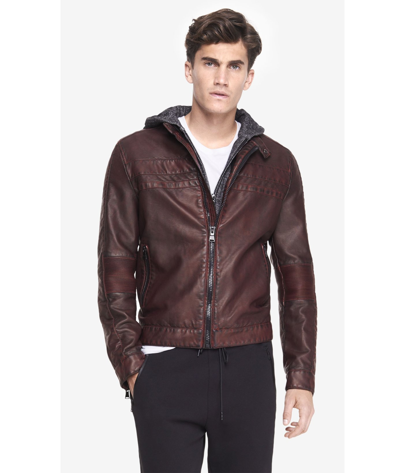 Lyst Express Minus The Leather System Biker Jacket In Purple For Men Gallery