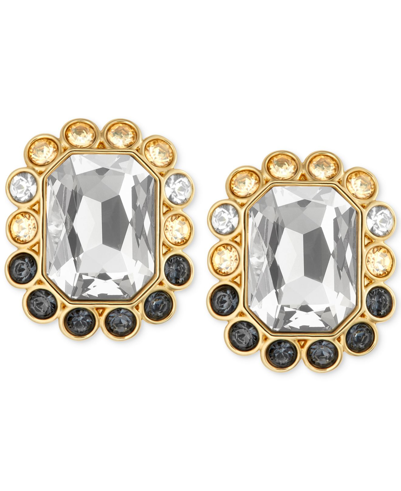 Lyst Swarovski Gold Tone Darling Pierced Stud Earrings In Metallic Gallery