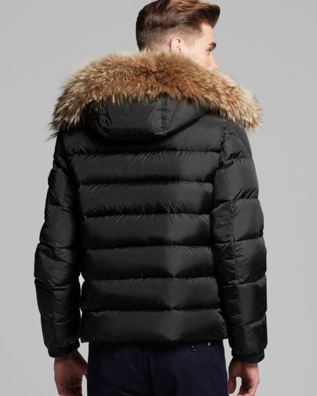 Moncler Byron Down Jacket With Fur Hood in Black for Men | Lyst