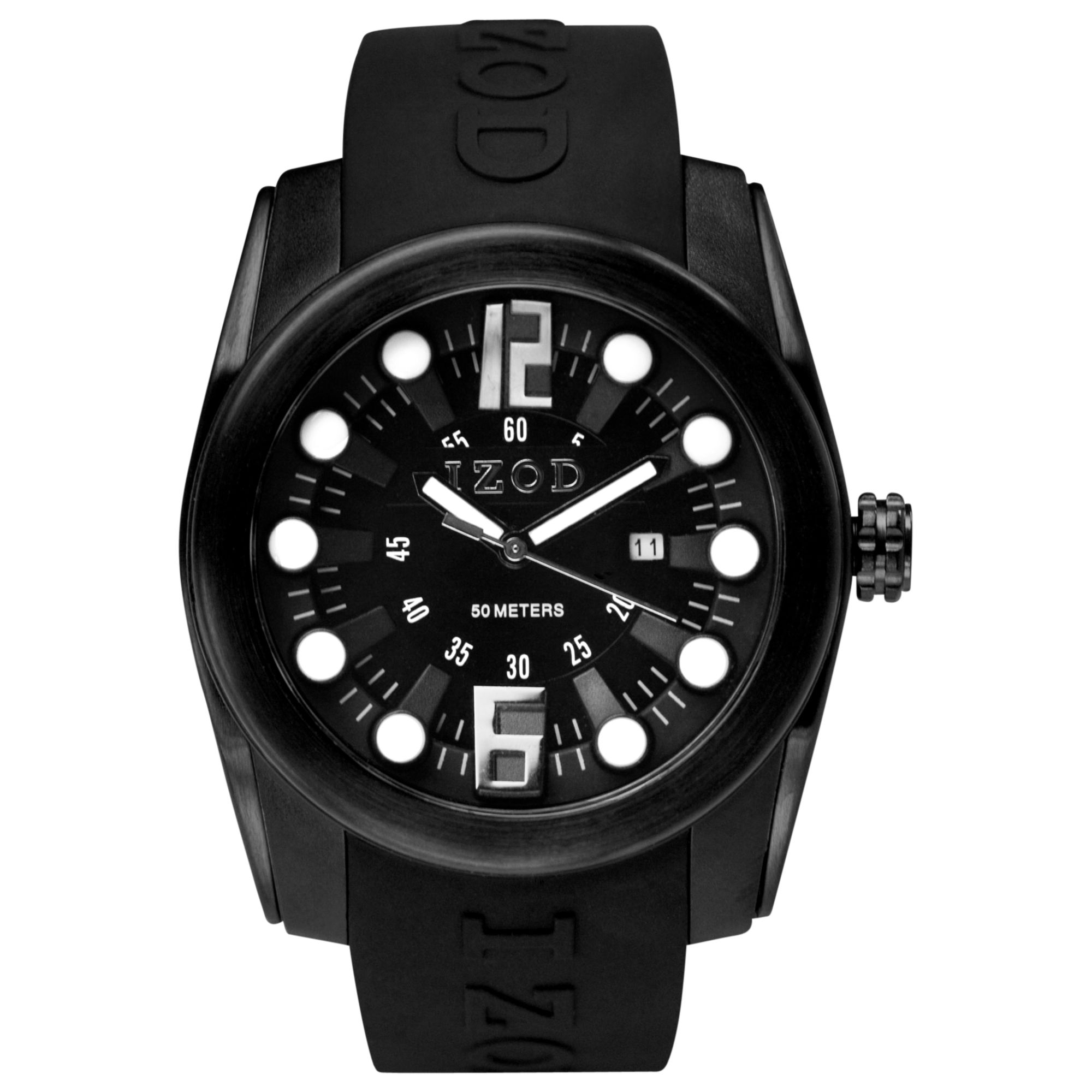 Lyst Izod Izod Watch Unisex Black Silicone Strap 48mm Izs12 Blkblk in