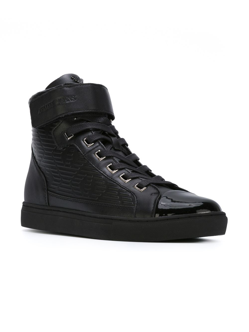 Lyst - Armani Jeans Leather High-Top Sneakers in Black for Men