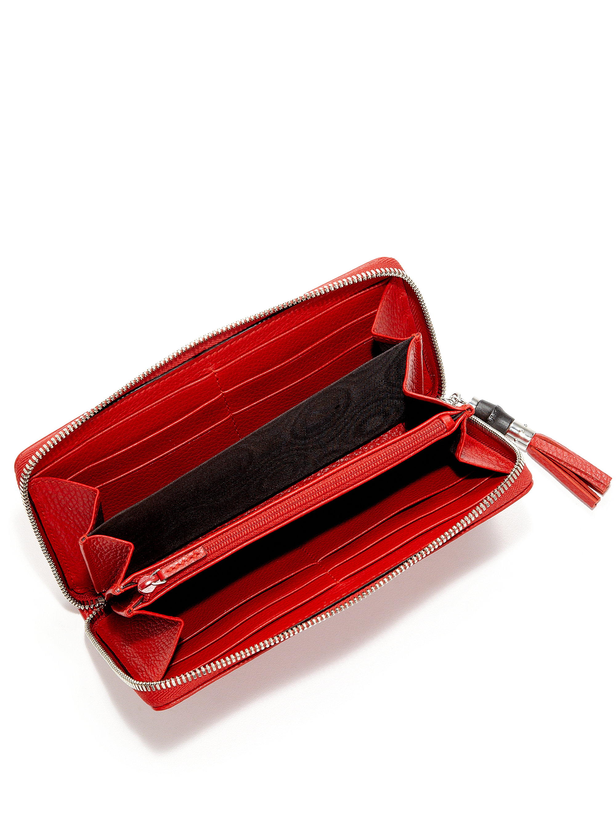 Lyst - Gucci Tassel Leather Zip-around Wallet in Red