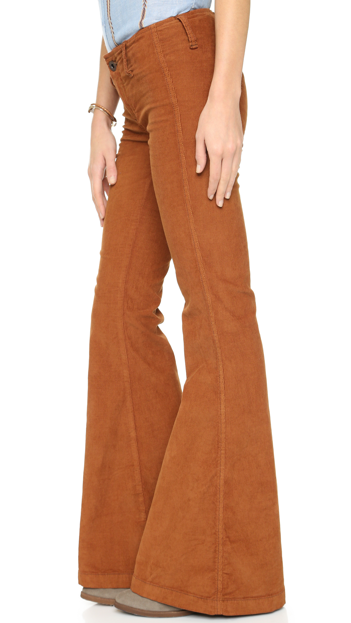 Lyst - Free people Jolene Cord Flare Pants in Metallic