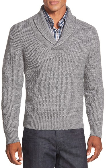 Peter millar Shawl Collar Cable Knit Sweater in Gray for Men | Lyst