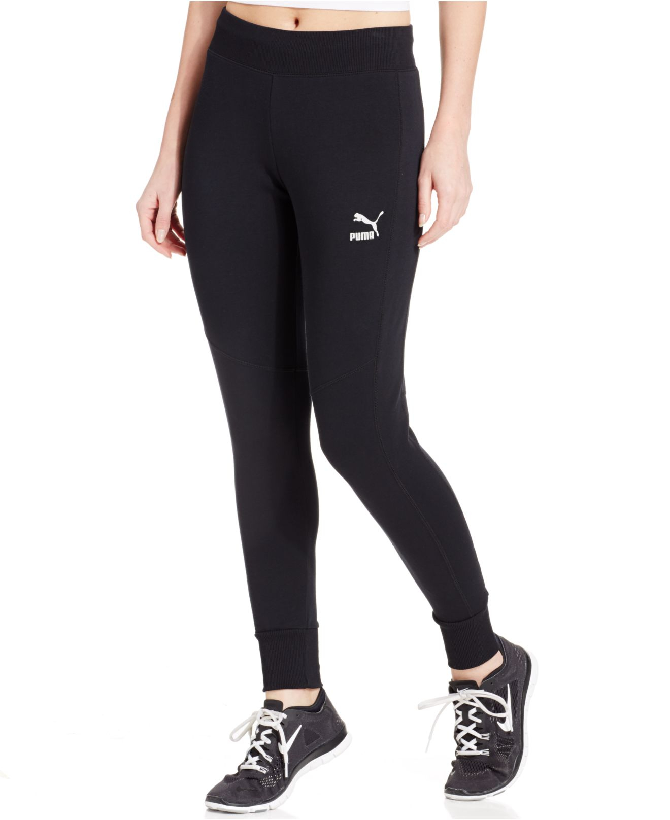 Puma Logo Slim Jogger Sweat Pant in Black | Lyst