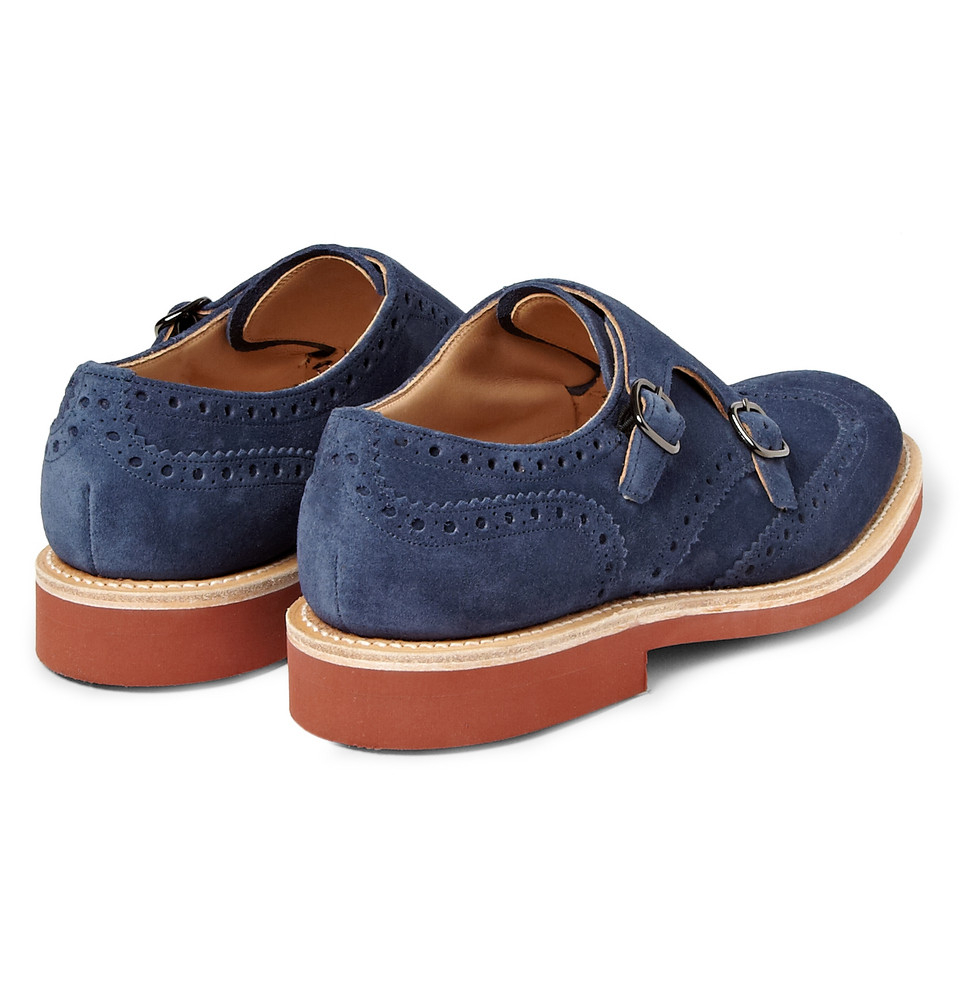 suede monk strap shoes
