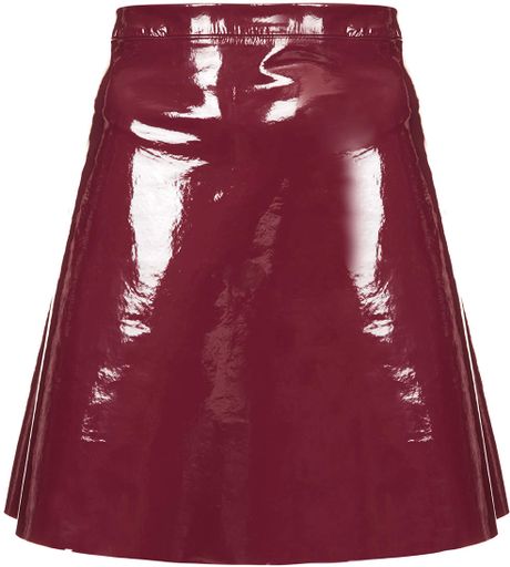 Topshop Patent A-line Skirt in Red (BURGUNDY) | Lyst