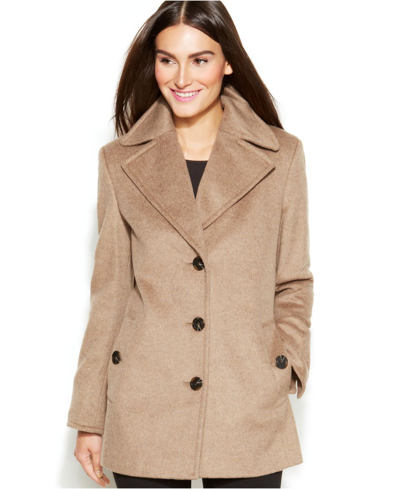 Calvin klein Plus Size Wool-cashmere Blend Single-breasted Peacoat With ...
