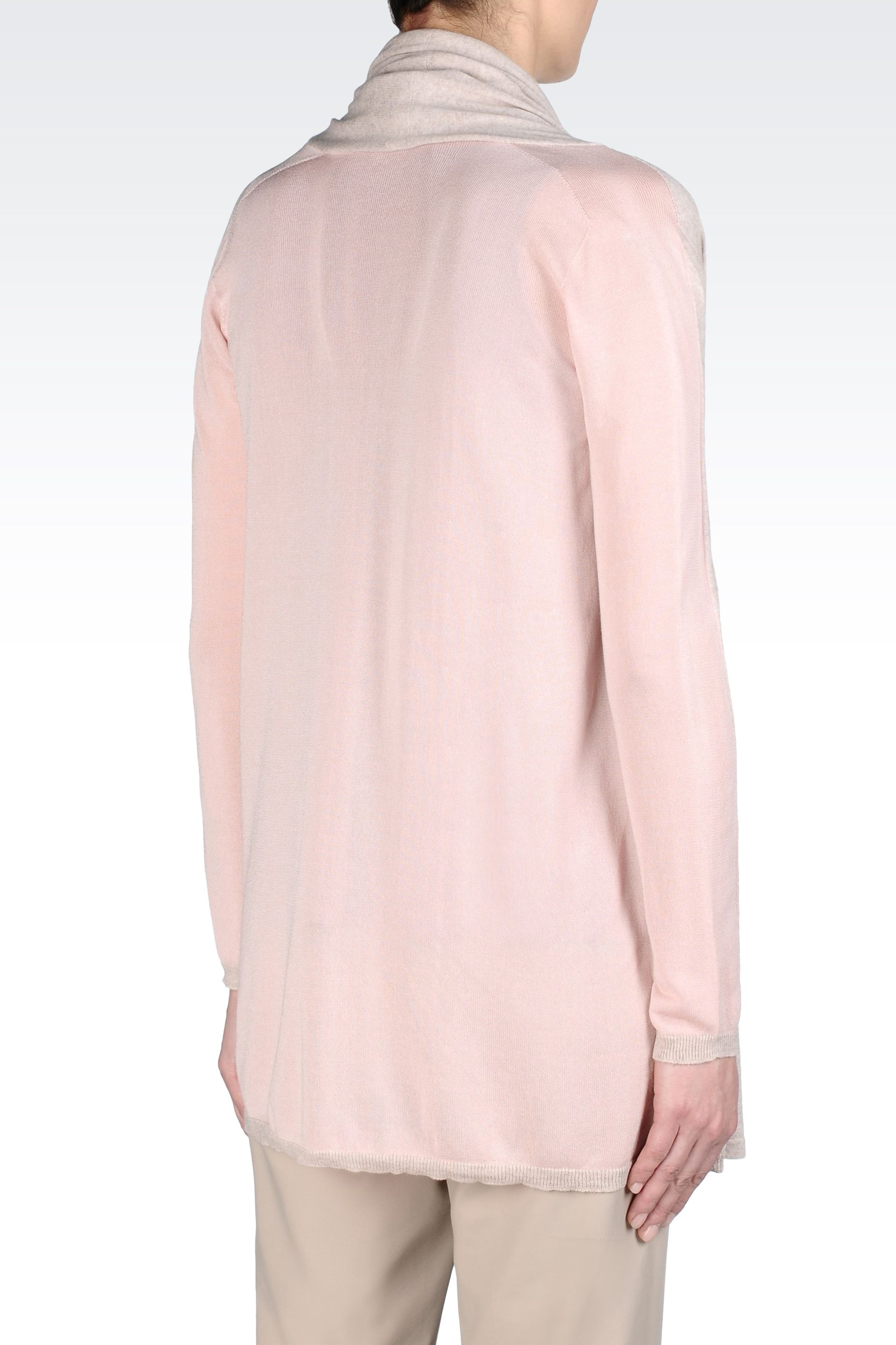 Armani Two-Colour Long Cardigan In Cotton And Cashmere in Natural ...