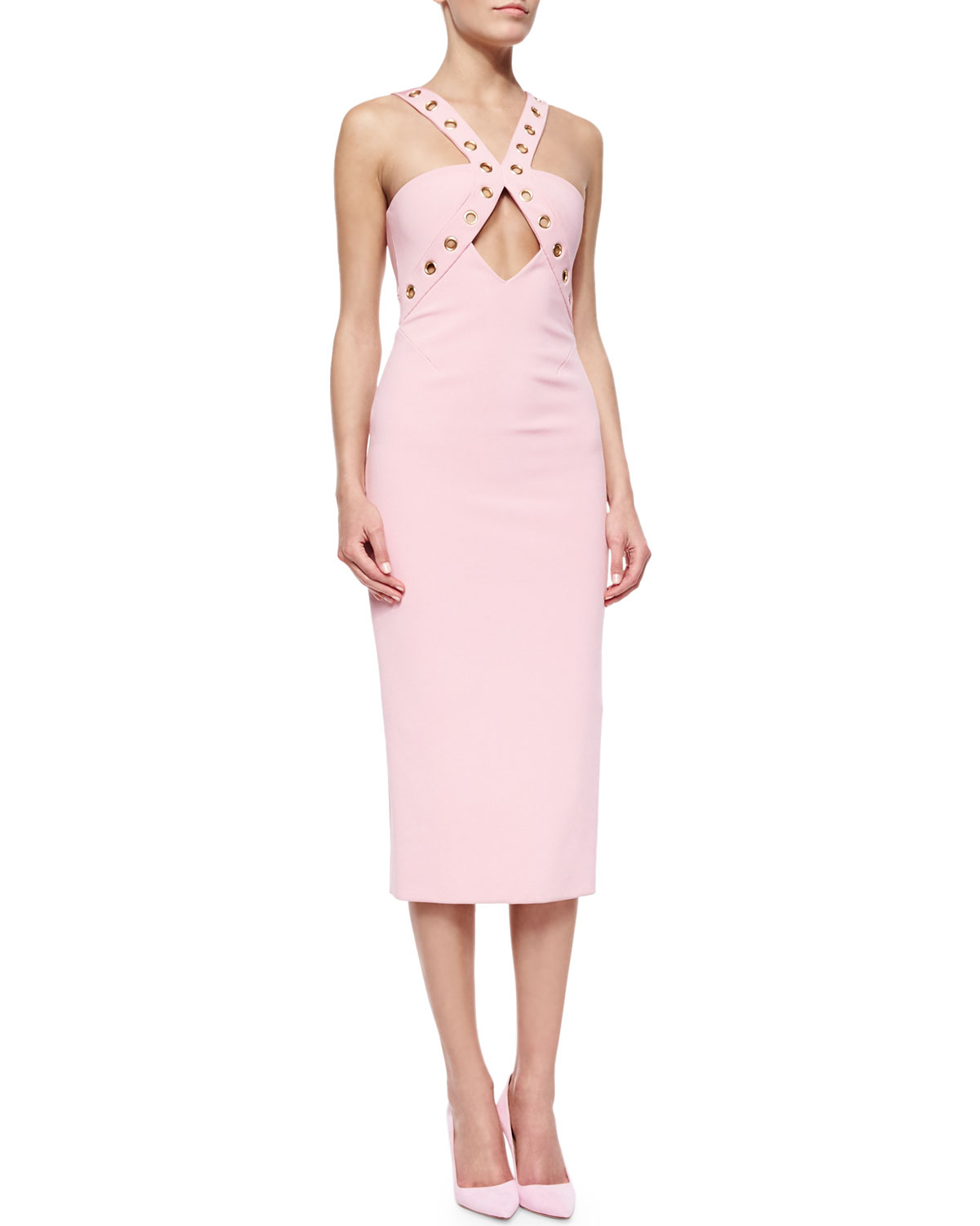 Lyst - Cushnie Et Ochs Grommet-detailed Cutout Sheath Dress in Pink