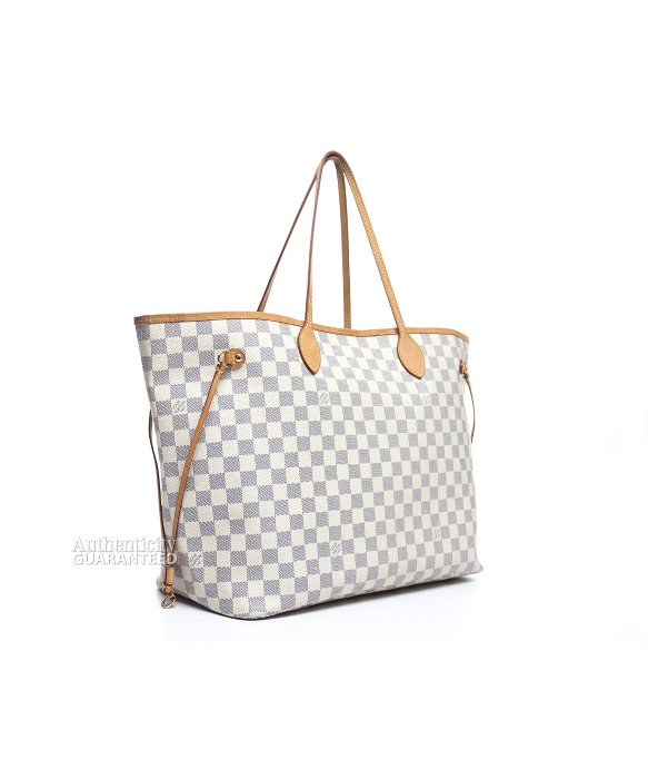 Lyst - Louis vuitton Pre-owned Damier Azur Neverfull Gm Bag in Blue