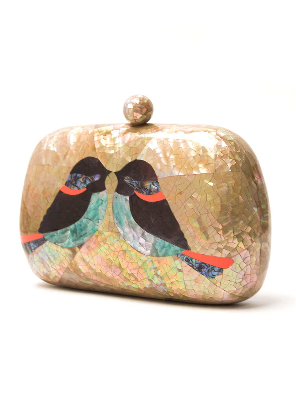 Serpui Bird Clutch in Metallic Lyst
