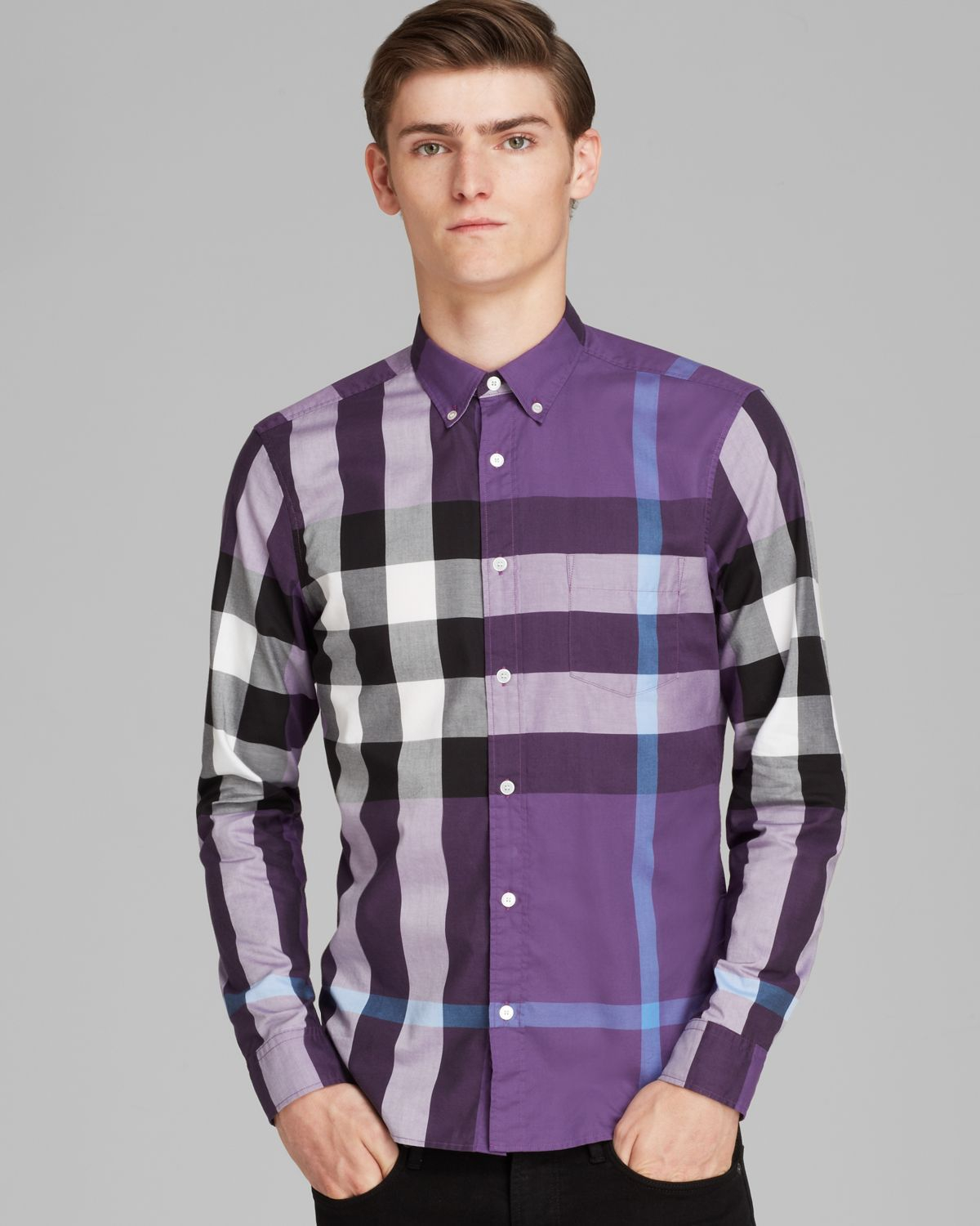 Lyst - Burberry Brit Fred Sport Shirt Slim Fit in Purple for Men