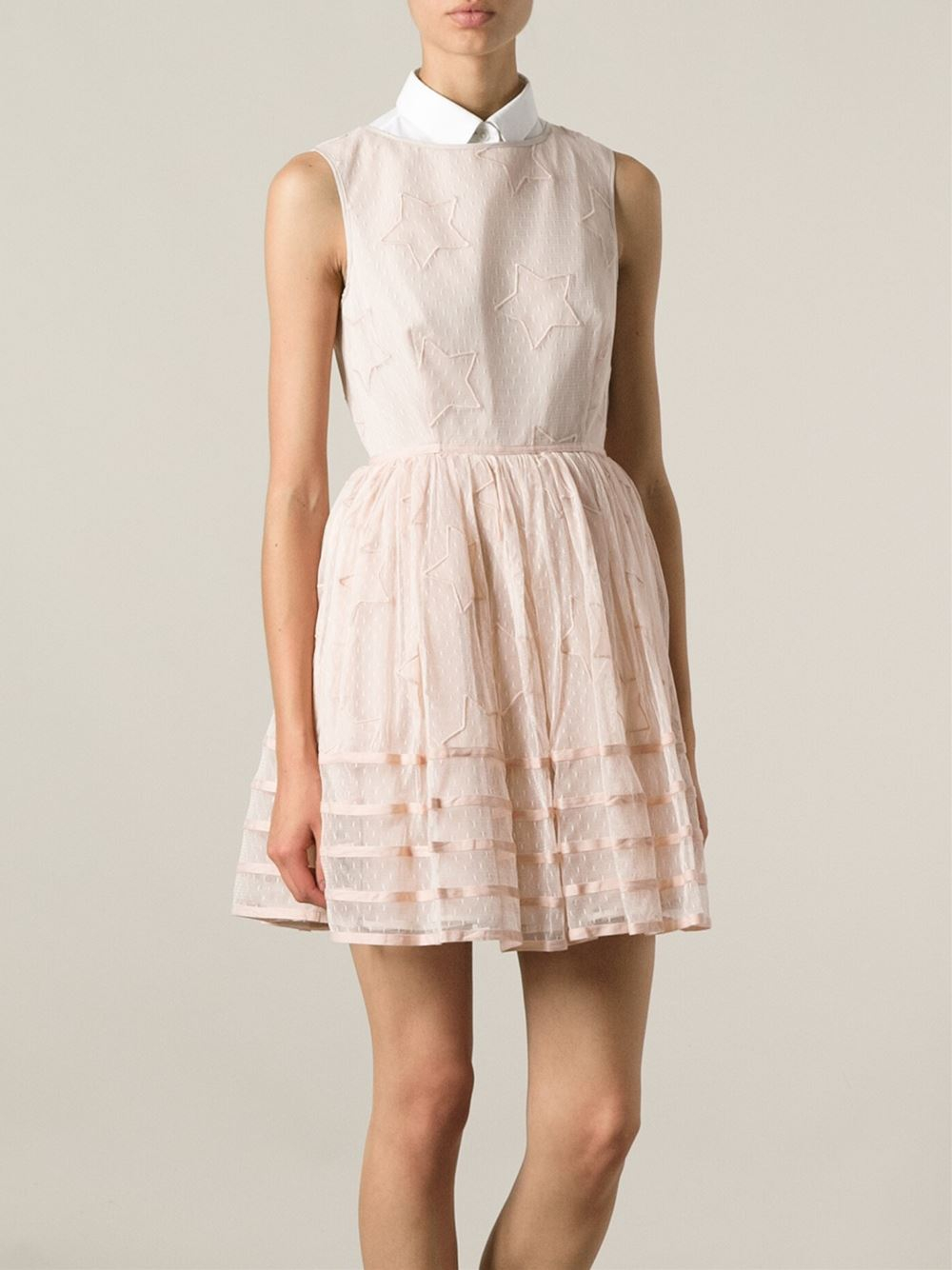Red Valentino Star Embroidered Lace Dress In Pink Lyst Gallery