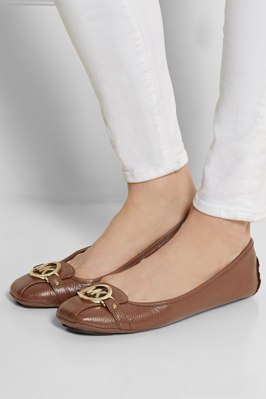 Lyst Michael michael kors Fulton TexturedLeather Ballet Flats in Brown