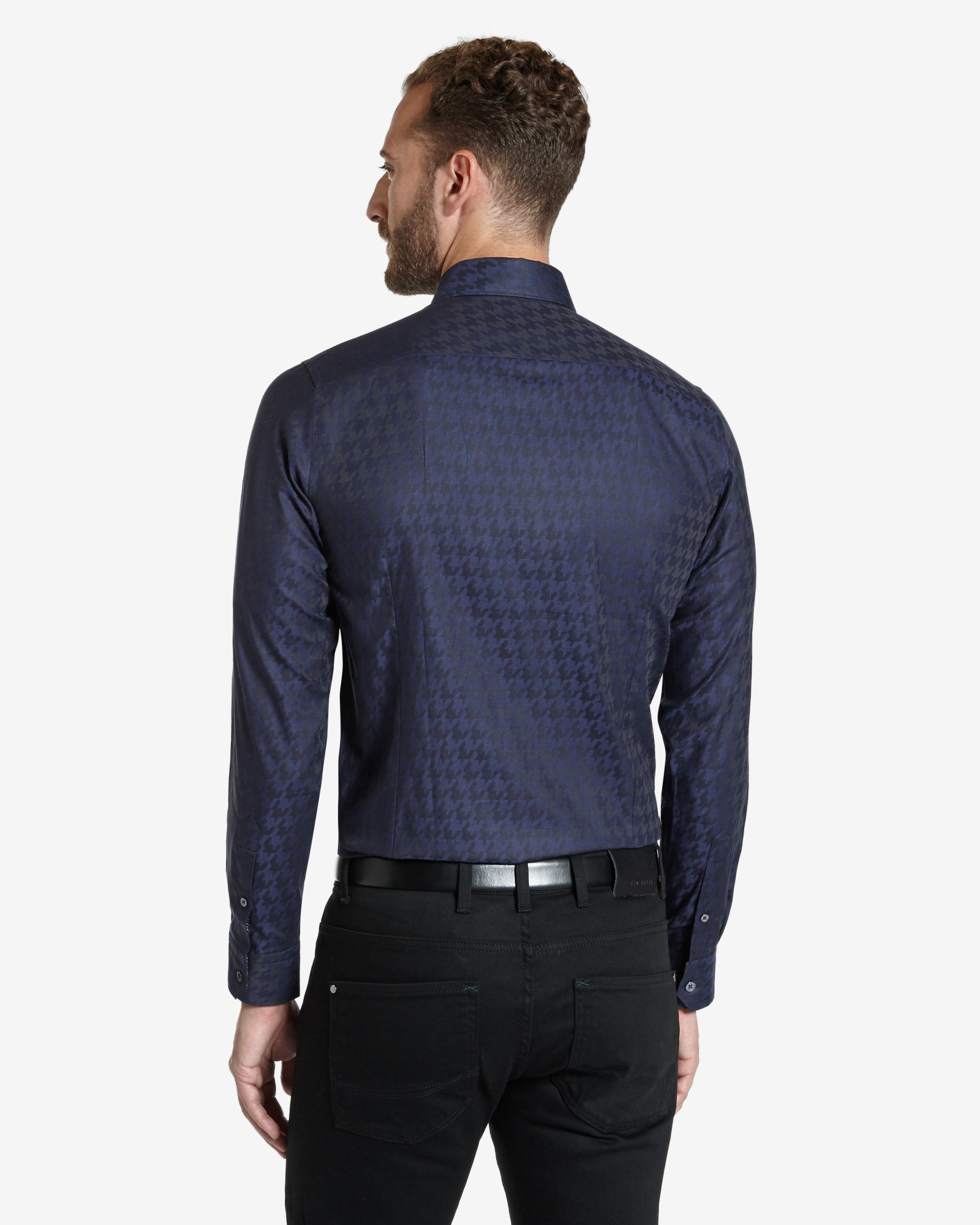 dogtooth print trousers