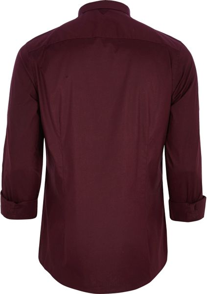 River Island Dark Red Stretch Military Shirt in Red for Men | Lyst