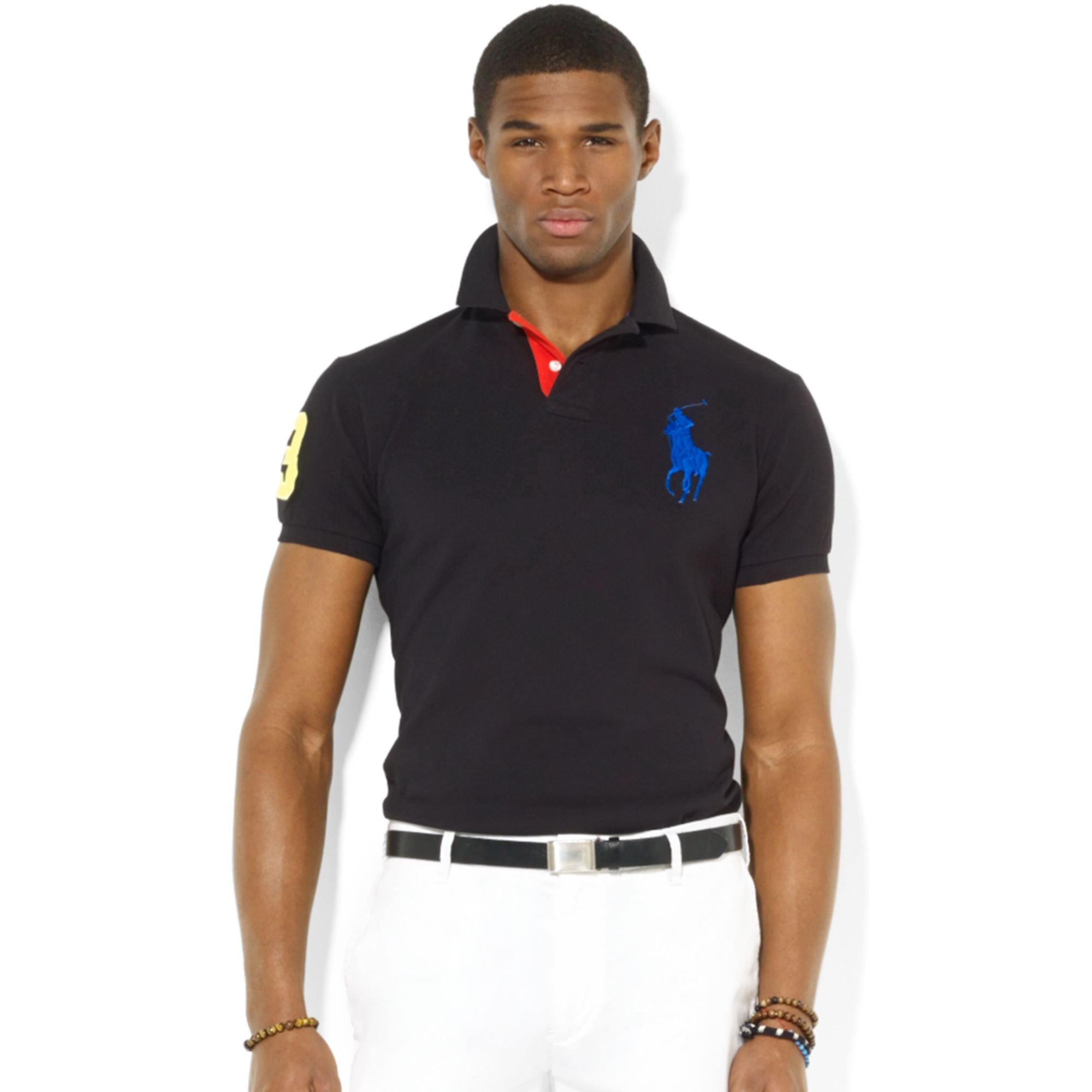 Polo Ralph Lauren Polo Customfit Big Pony Mesh Polo in Black for Men - Lyst