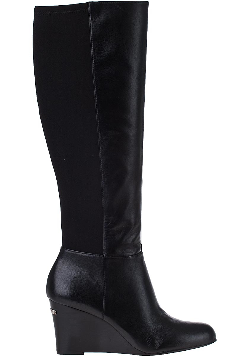 Lyst - Michael Michael Kors Bromley Wedge Tall Boot Black Leather in Black