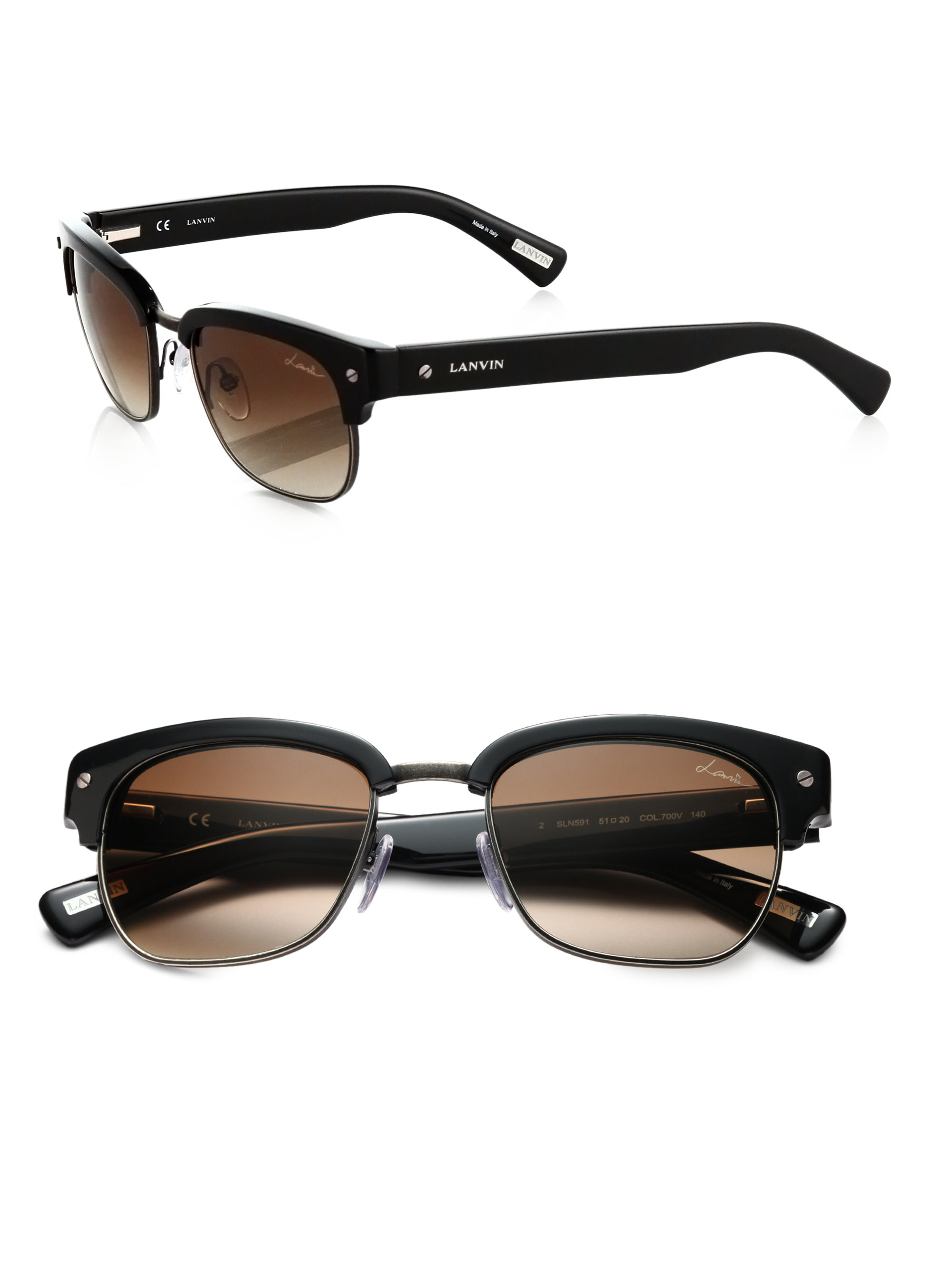 Lyst - Lanvin Square-shaped Clubmaster Sunglasses in Black for Men