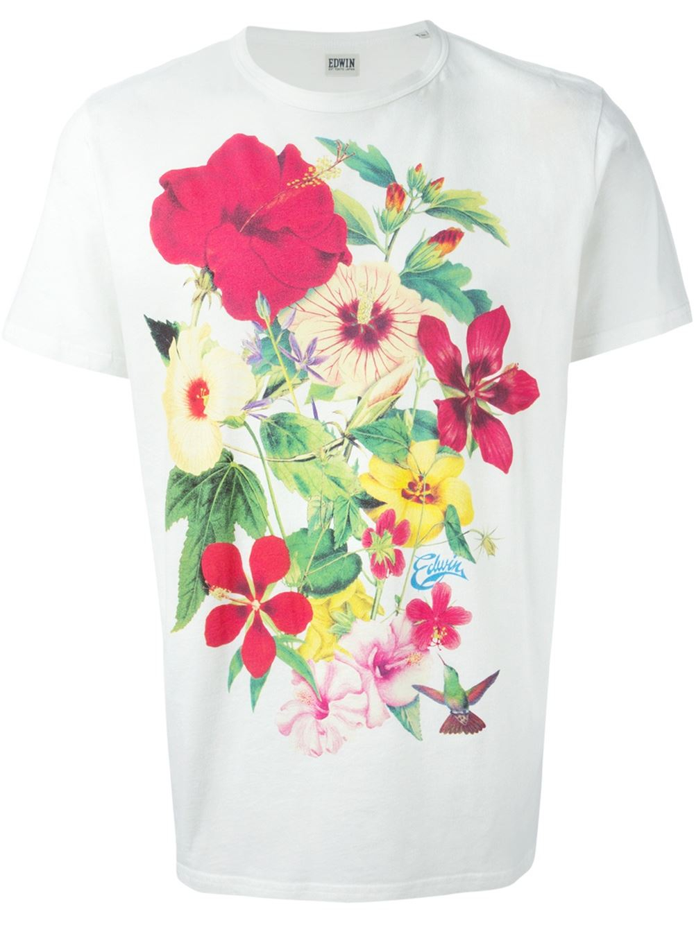 Lyst - Edwin Flower Print T-Shirt in White for Men
