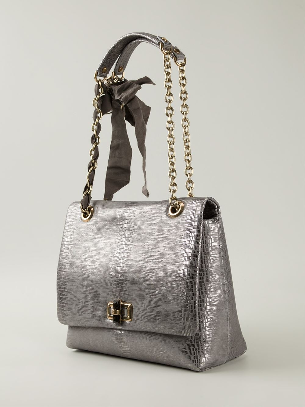 Lanvin Silver lanvin happy leather shoulder bag in silver metallic lyst Lanvin Silver lanvin happy leather shoulder bag in silver metallic lyst