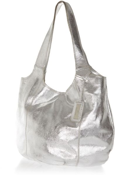 River Island Silver Metallic Leather Slouch Bag in Silver | Lyst